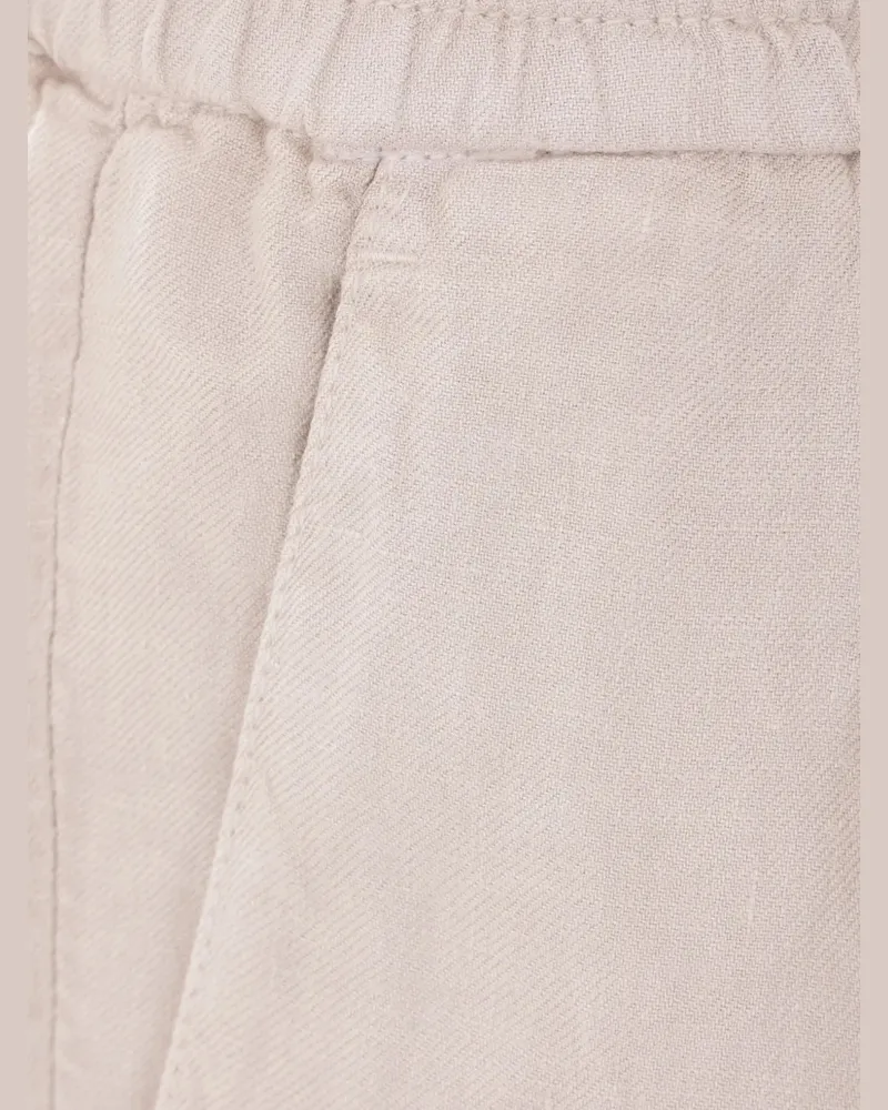 Brunello Cucinelli Men's Linen Track Shorts Ss25 M Beige
