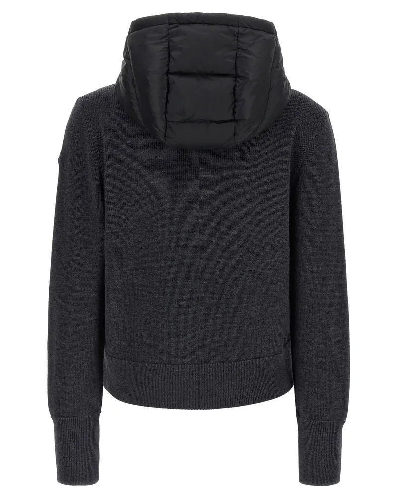 Moncler Hybrid Quilted Wool Padded Cardigan — Black Black