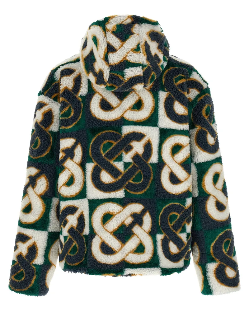 Casablanca Paris Monogram Intarsia Fleece Jacket — Green Green