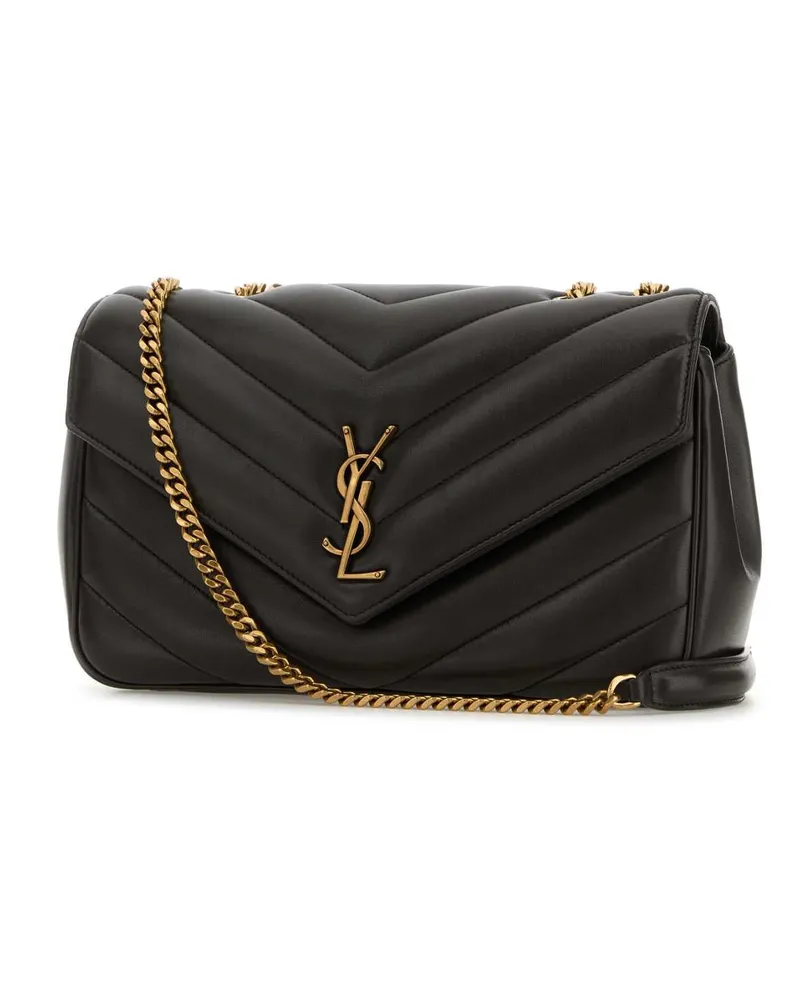 Saint Laurent Women's Dark Brown Leather Medium Loulou Shoulder Bag Urbanchic Borse A Tracolla Black