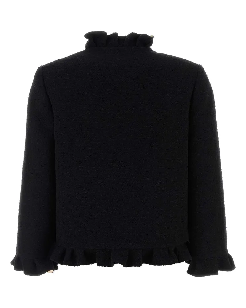Valentino Garavani Women's Rouches Blazer Black Silk Blazers Black