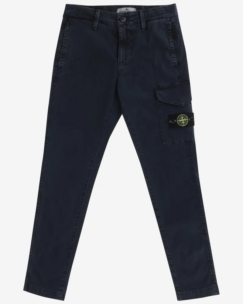 Stone Island Boys' Stretch Cotton Logo Pants Navy Trousers Navy