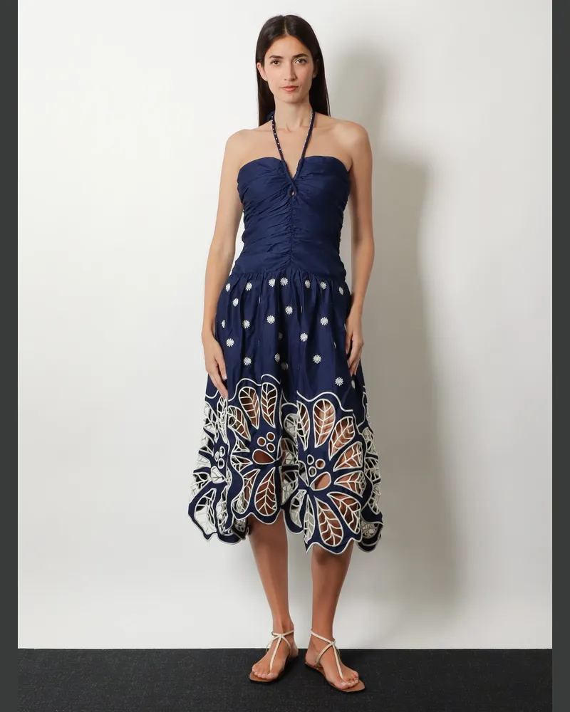 FARM Rio Women's Dress Richilieur Organic Cotton Blue Blue