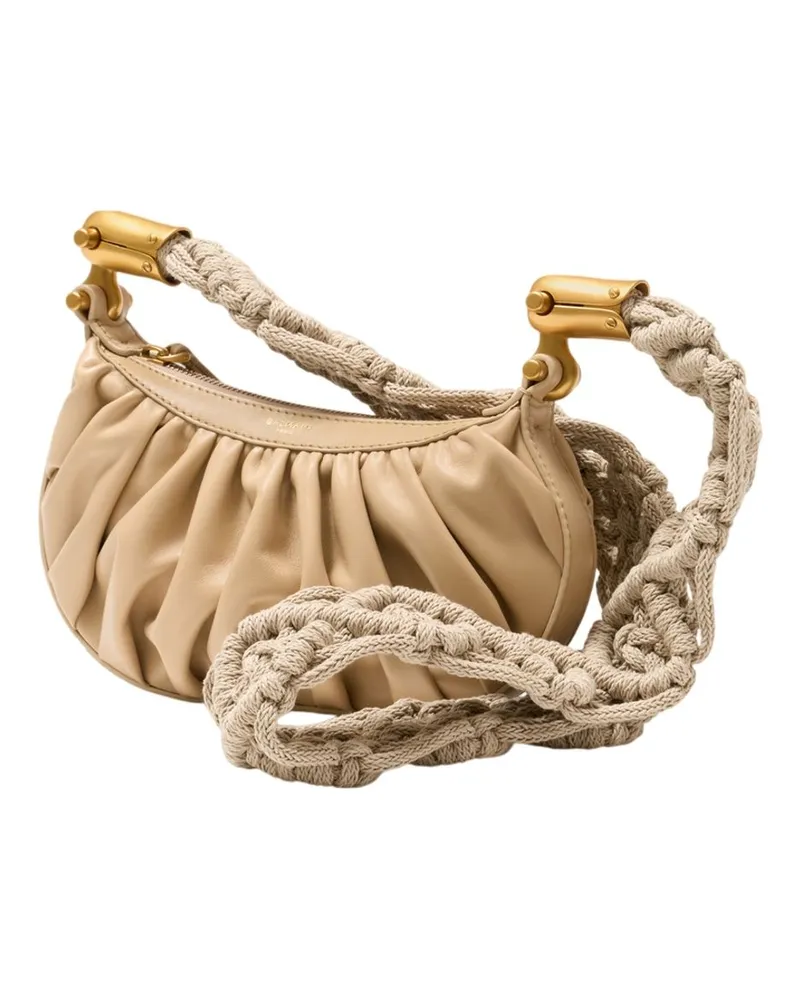 Balmain Women's Ebene Mini Crossbody -  Leather Beige Calfskin Bags Crossbodies Beige