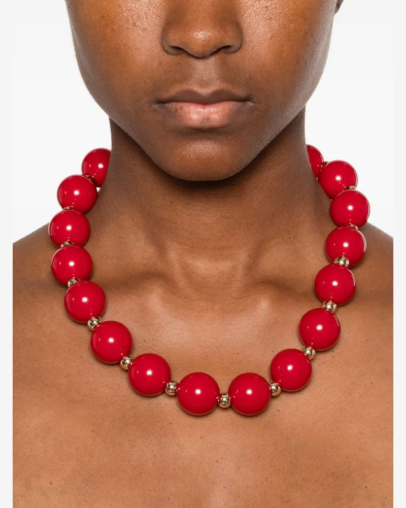 Alessandro Enriquez Red Pearl Beaded Necklace — Red Red