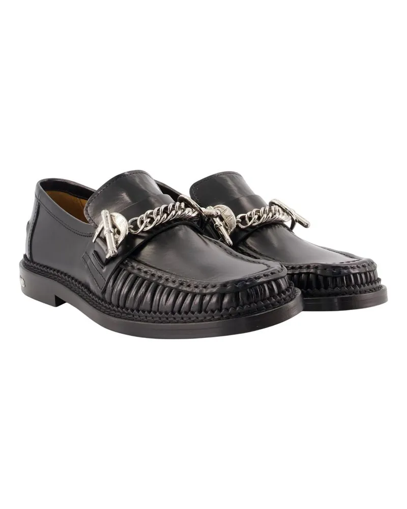 Toga Leather Chain-Trim Loafer — Black Black