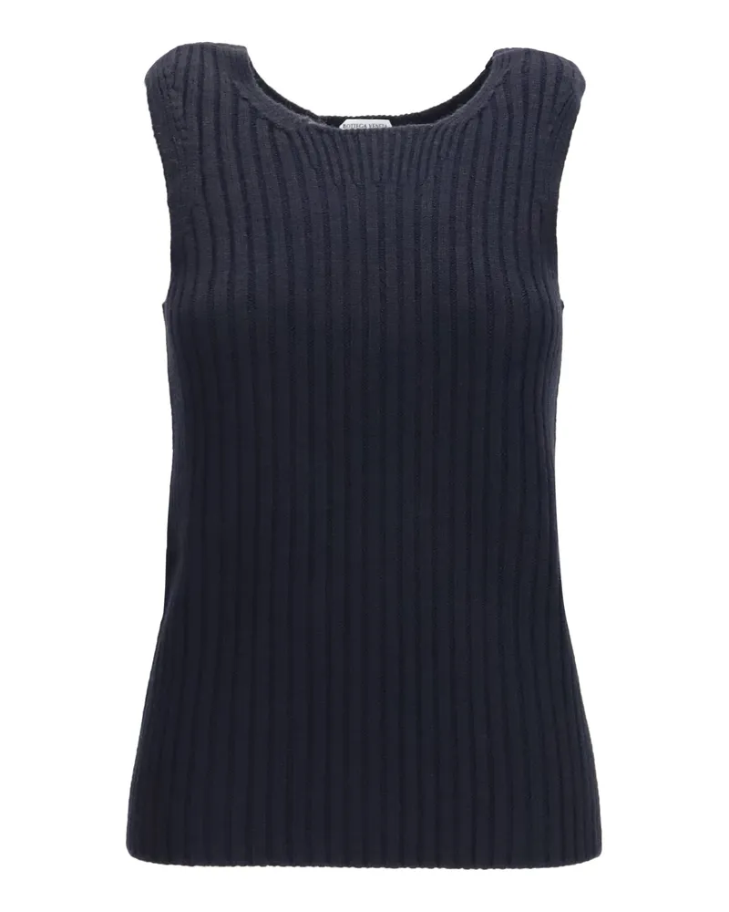 Bottega Veneta Ribbed Merino Wool Tank Top — Navy Navy