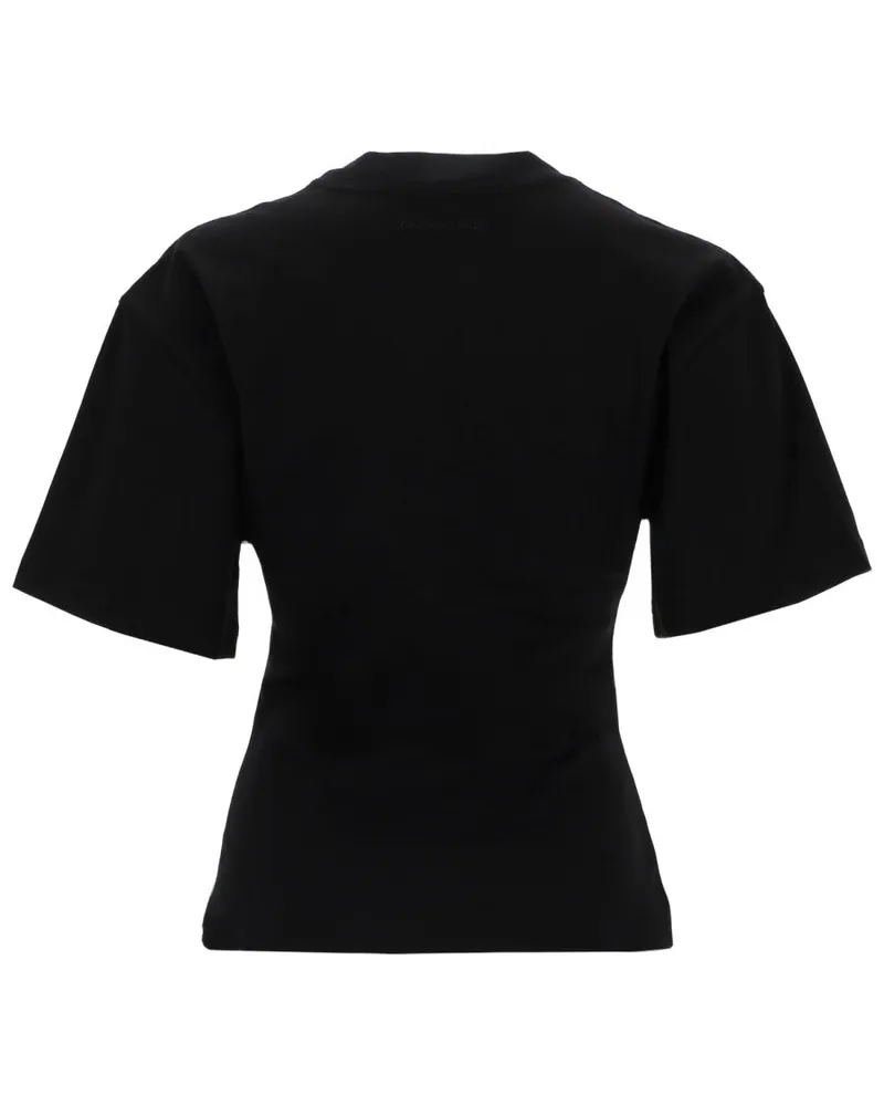 Courrèges Logo-Embroidered Cotton T-Shirt — Black Black