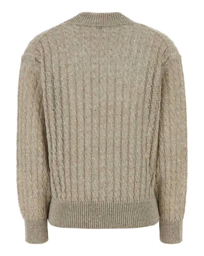 Brunello Cucinelli Mco559702 C1600 Exterior: Linen Nylon Maglieria Sweater Beige