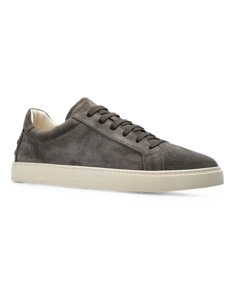TOD'S Suede Lace-Up Sneaker — Grey Grey