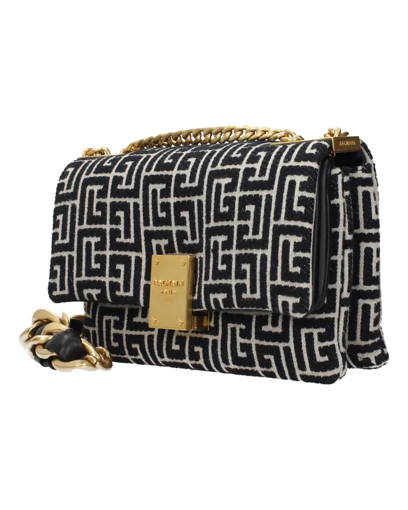 Balmain Jacquard Logo Crossbody Bag — Black Black
