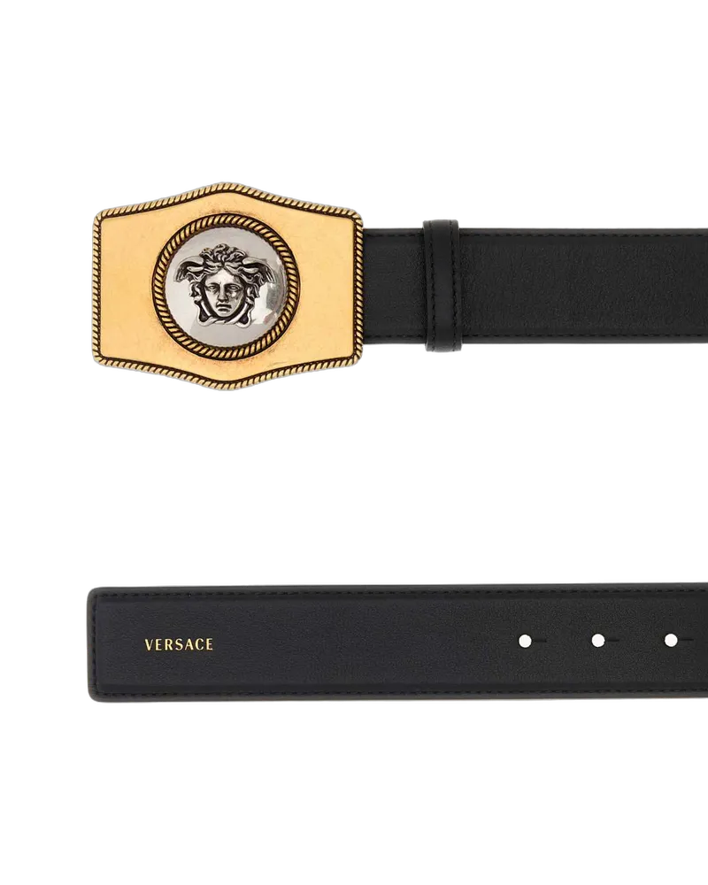 Versace Black Gold Exterior: Leather Cinture Belt Black