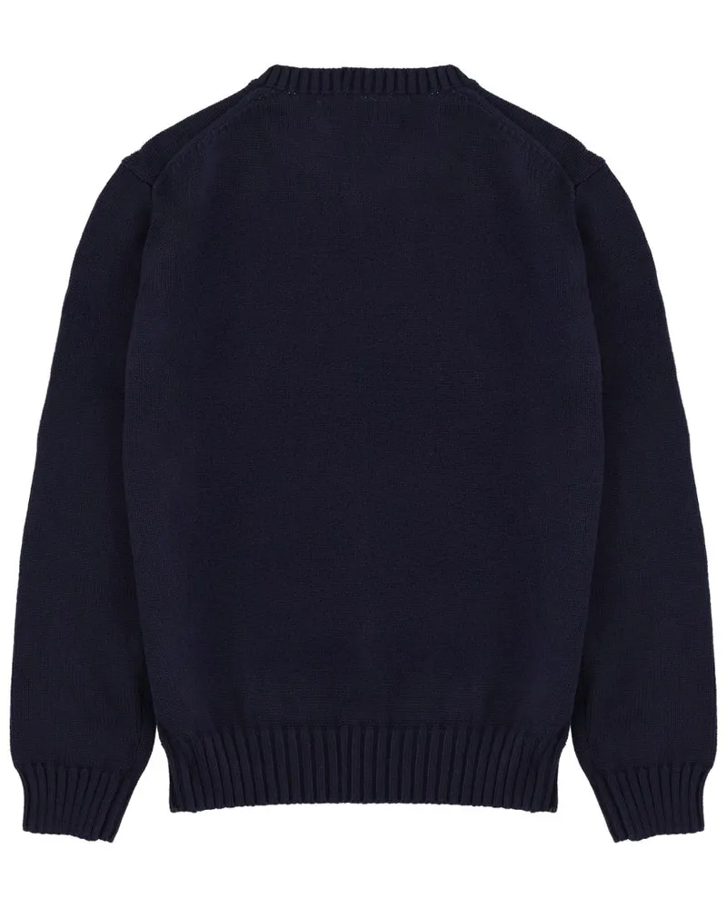 Ralph Lauren Flag-Embroidered Cotton Sweater — Navy Navy