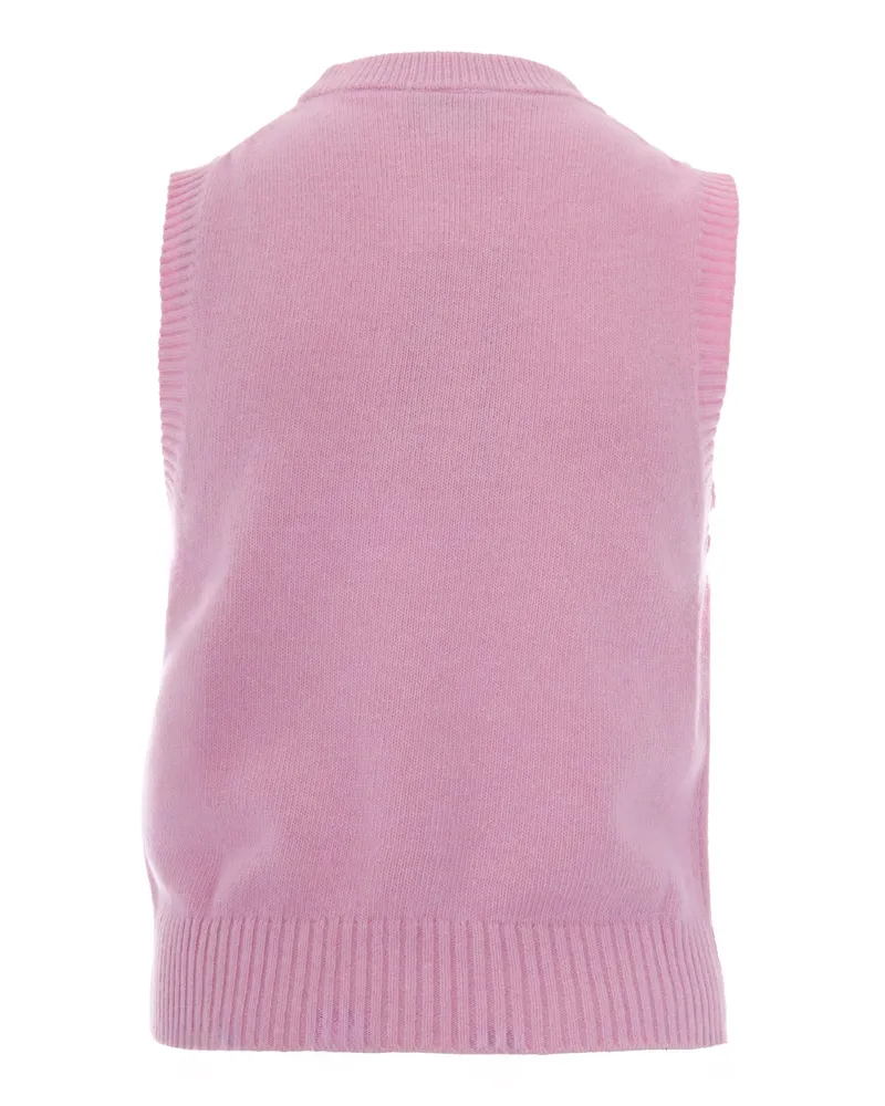 Ganni Women Wool Gilet Chalk Pink Jumpers Sweater Pink