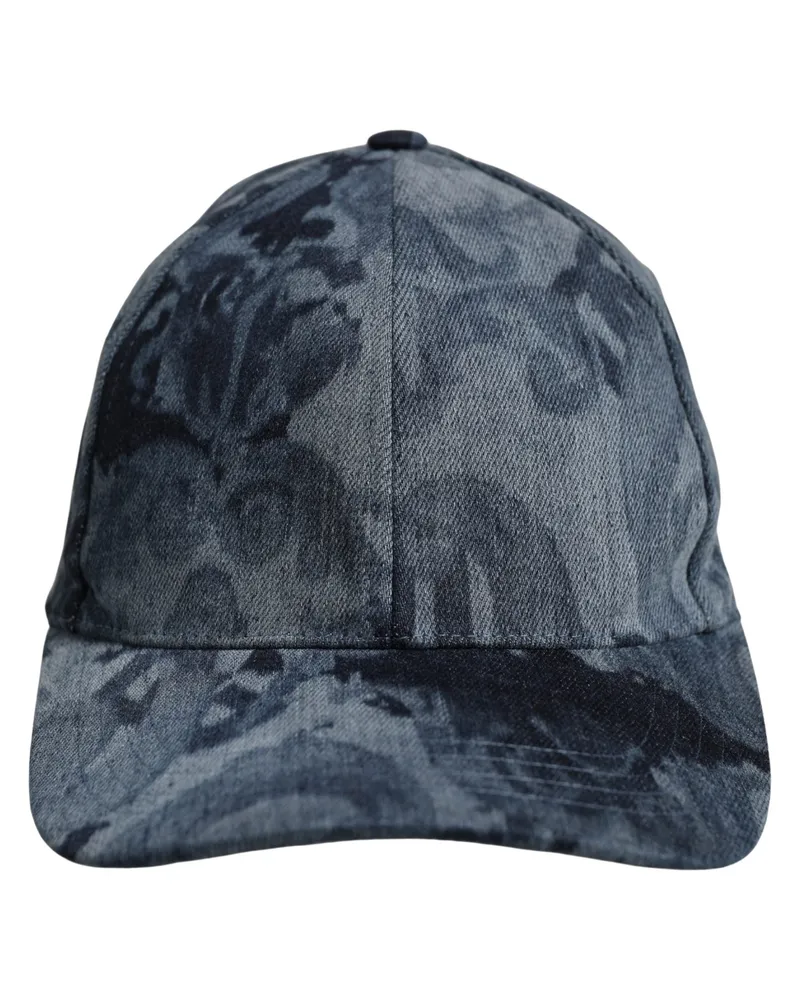 Dolce & Gabbana Men Blue All Over Logo Cotton Baseball Cap Hat Elastane Blue