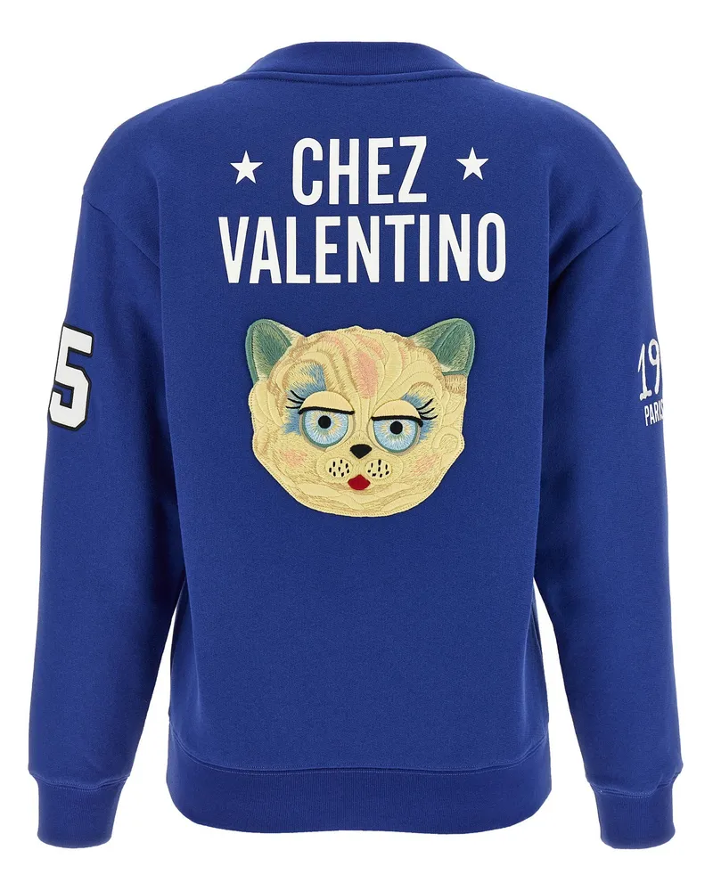 Valentino Garavani Logo-Embellished Cotton Sweatshirt — Blue Blue