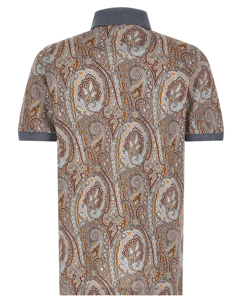 Etro Arnica Paisley Cotton Polo Shirt — Brown Brown