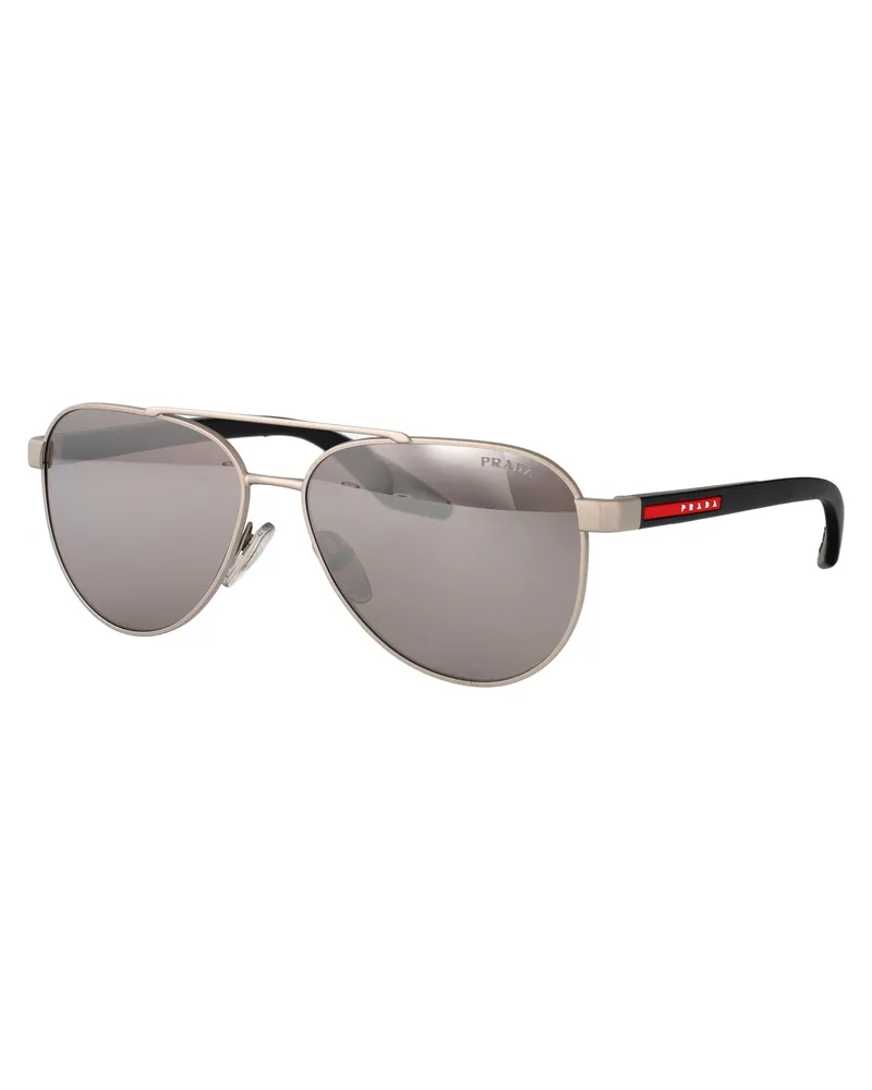 Prada 0PS Rectangular Metal Sunglasses — Gray Gray