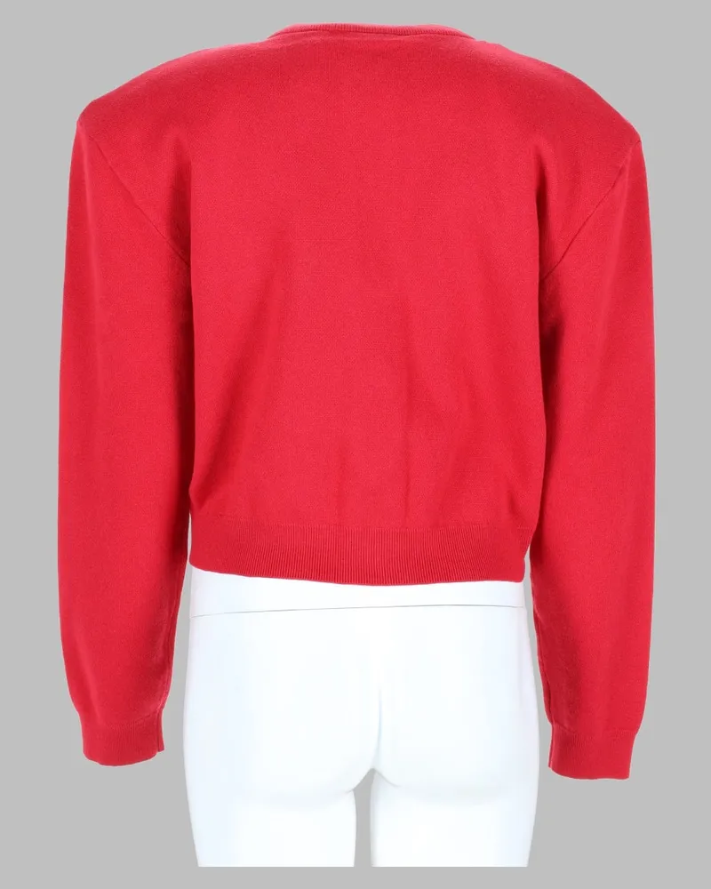 ROTATE Birger Christensen Heavy-Knit Organic Cotton Cardigan — Red Red