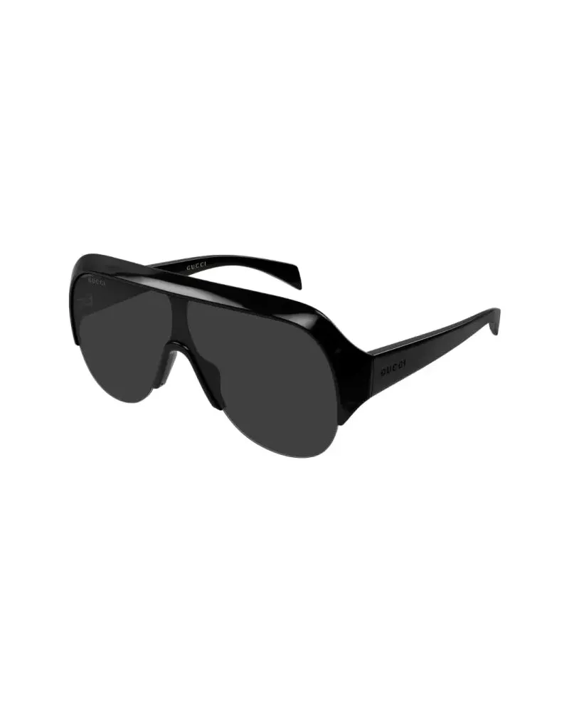 Gucci GG2023S001 Oversized Shield Sunglasses — Black Black