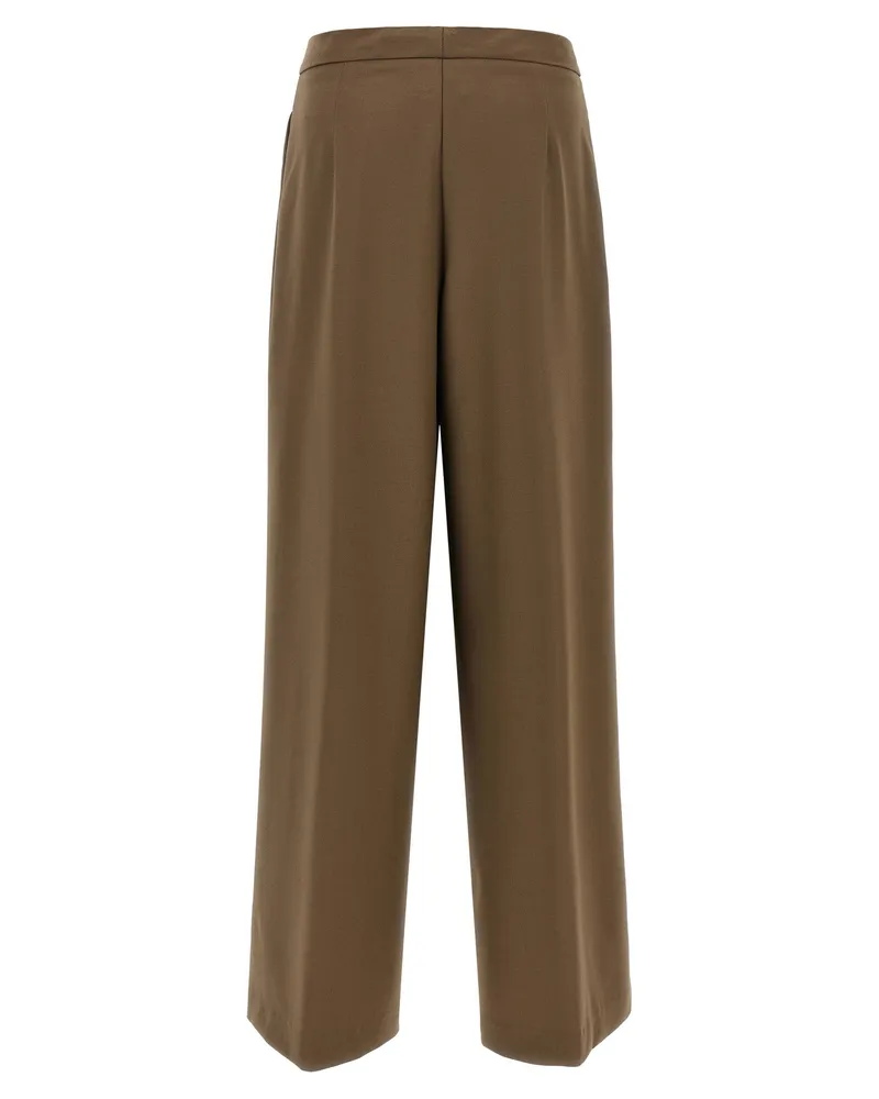 NUDE Wool Blend Palazzo Trousers — Brown Brown