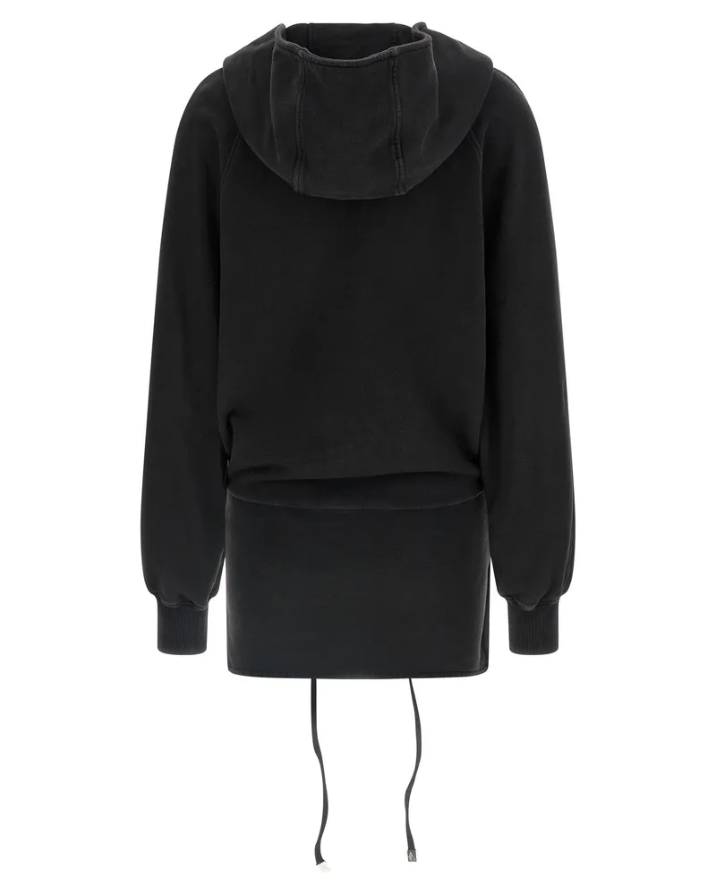 ATTICO Faded Fleece Hooded Dress — Black Black