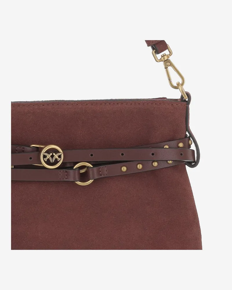Pinko Women's Shoulder Bag Mini Belt Brown Suede Brown