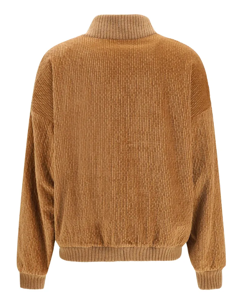 Kristina Ti Women's Corduroy Jacket With Embellished Button Closure Caramel Cotton; Modal; Spandex 