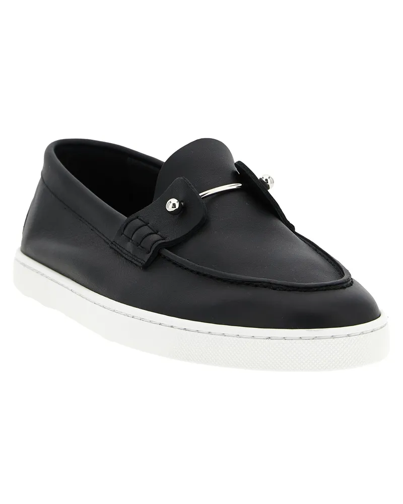 Christian Louboutin Men's Black Calfskin Slip-On Loafers 