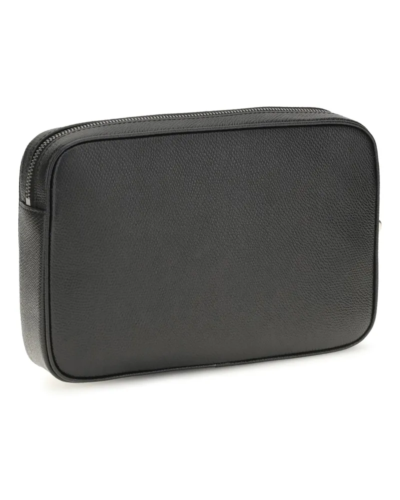 Valentino Garavani Men's Leather Pouch Vlogo Signature Black Calf Umbrellas Accessory Black