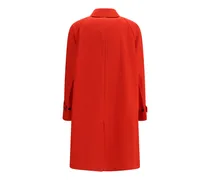 Women's Cotton Gabardine Coat With Classic Collar Rosso Polyester
