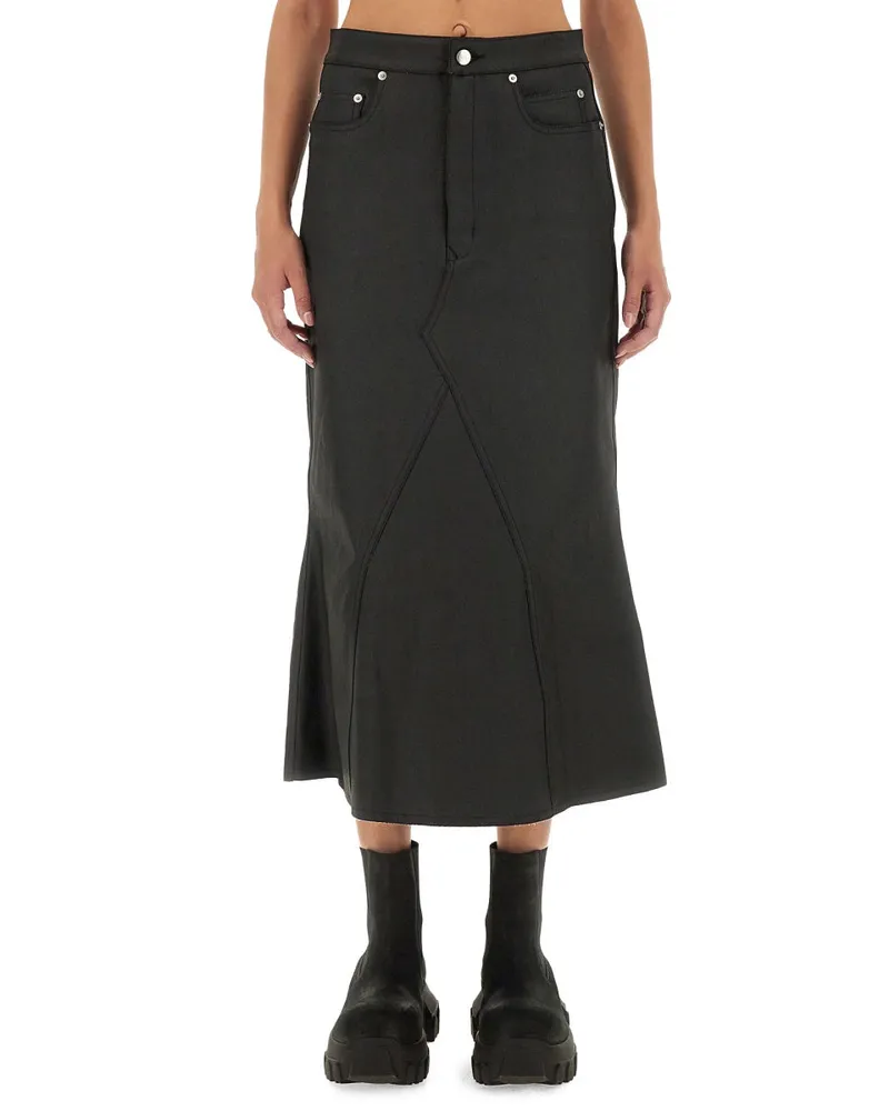 Rick Owens Denim Skirt — Black Black