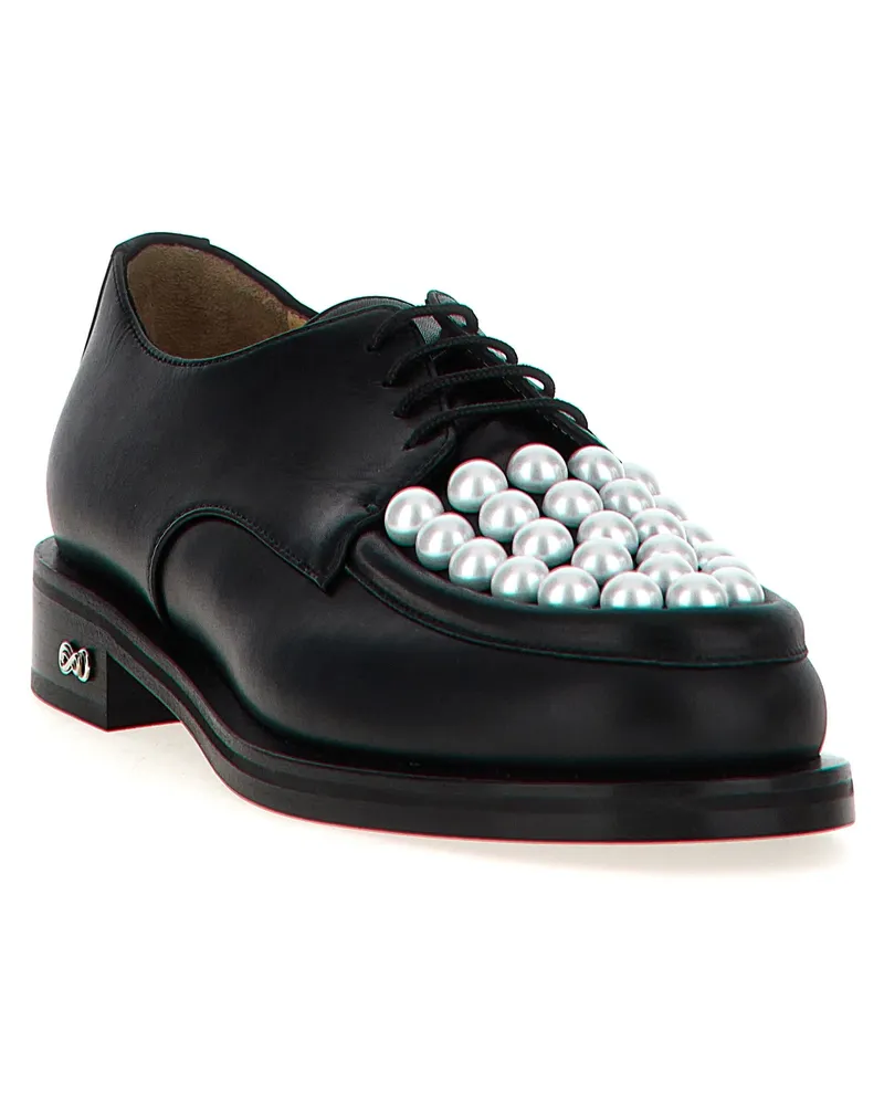 Mach & Mach Women's Bicolor Calfskin Oxfords And Derbies Shoe Black