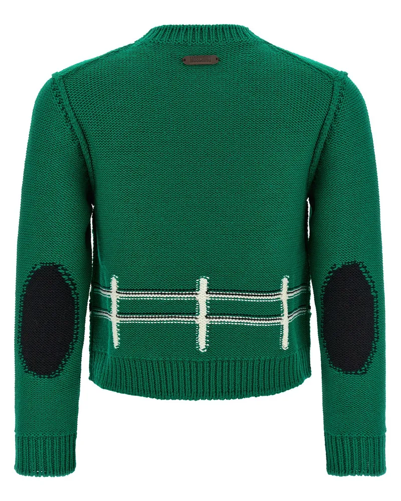 Moschino Merino Wool Sheep-Inlay Sweater — Green Green