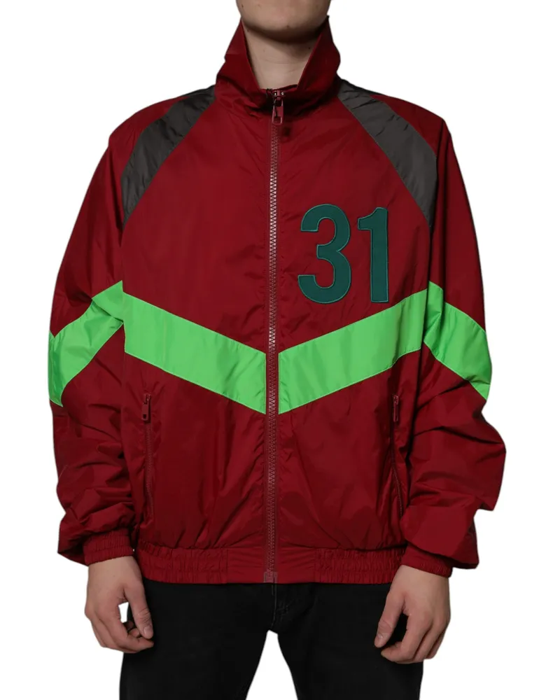 Dolce & Gabbana Men's Multicolor Nylon Full Zip Windbreaker Jacket Polyester Clothing Red