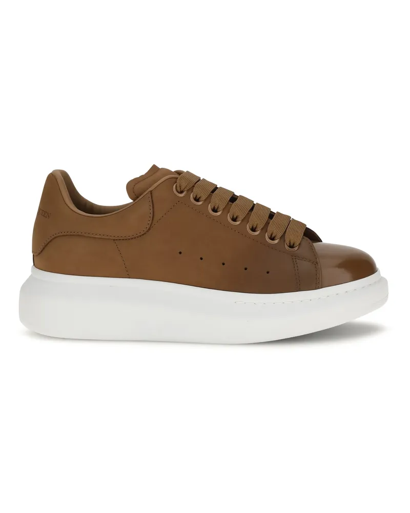 Alexander McQueen Men's Oversized Leather Sneakers Brown Trainers Brown