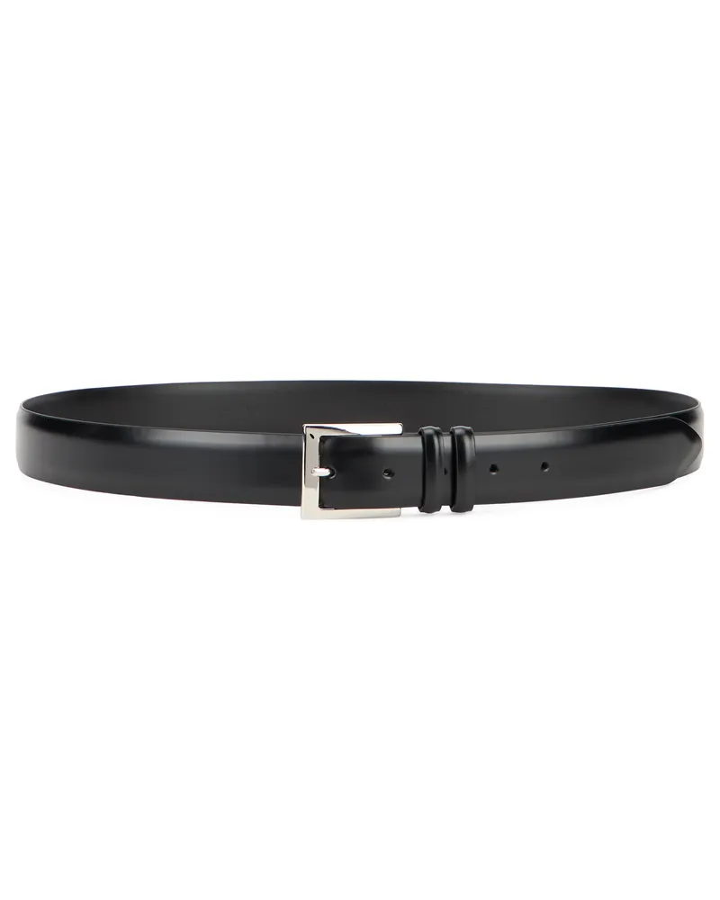 Orciani Men's Belt Brushed Leather Black Calfskin Black