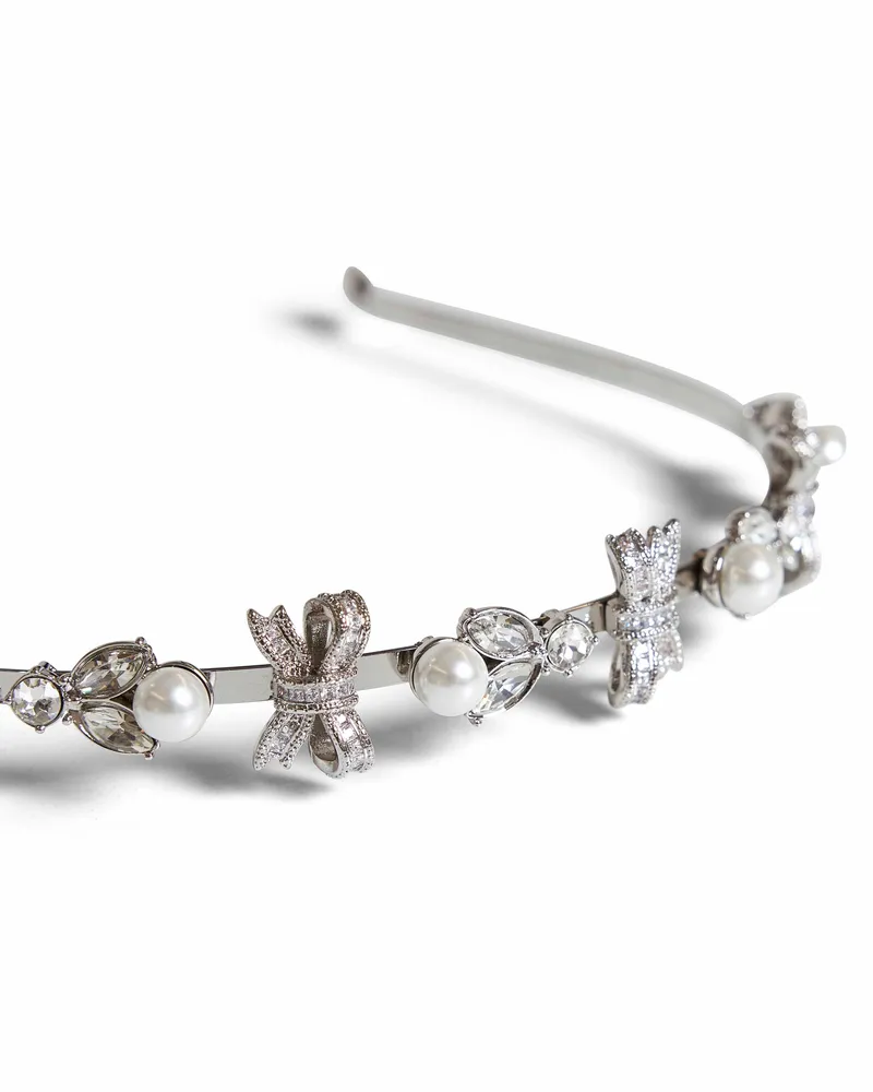 Self-Portrait Crystal-Embellished Metal Headband — Silver Silver