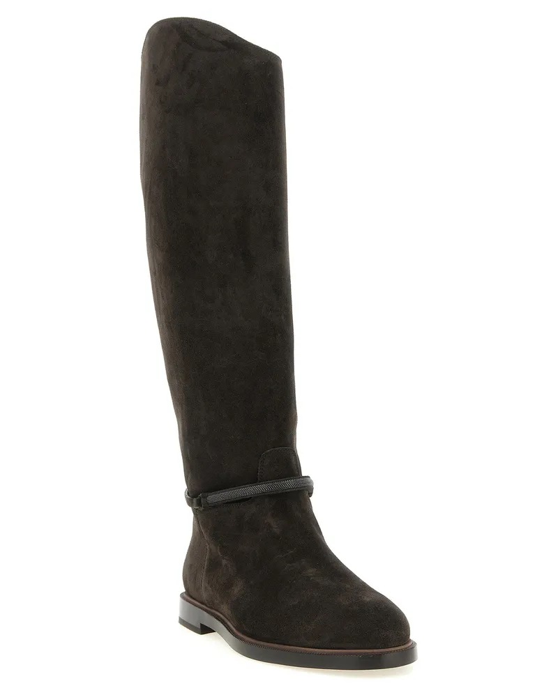 Brunello Cucinelli Suede Boot — Black Black