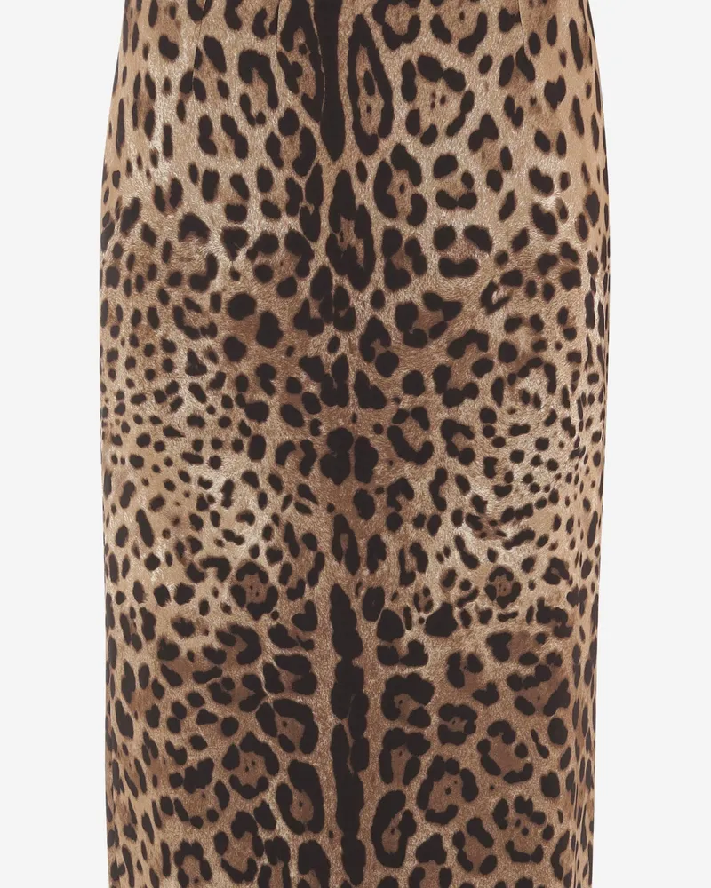Dolce & Gabbana Women's Skirt Stretch Viscose Animal Print Multicolour Brown