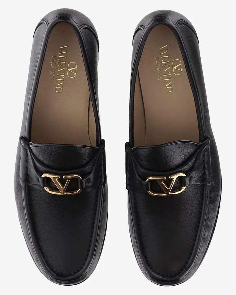 Valentino Garavani Men's Leather Loafers Vlogo Black Black