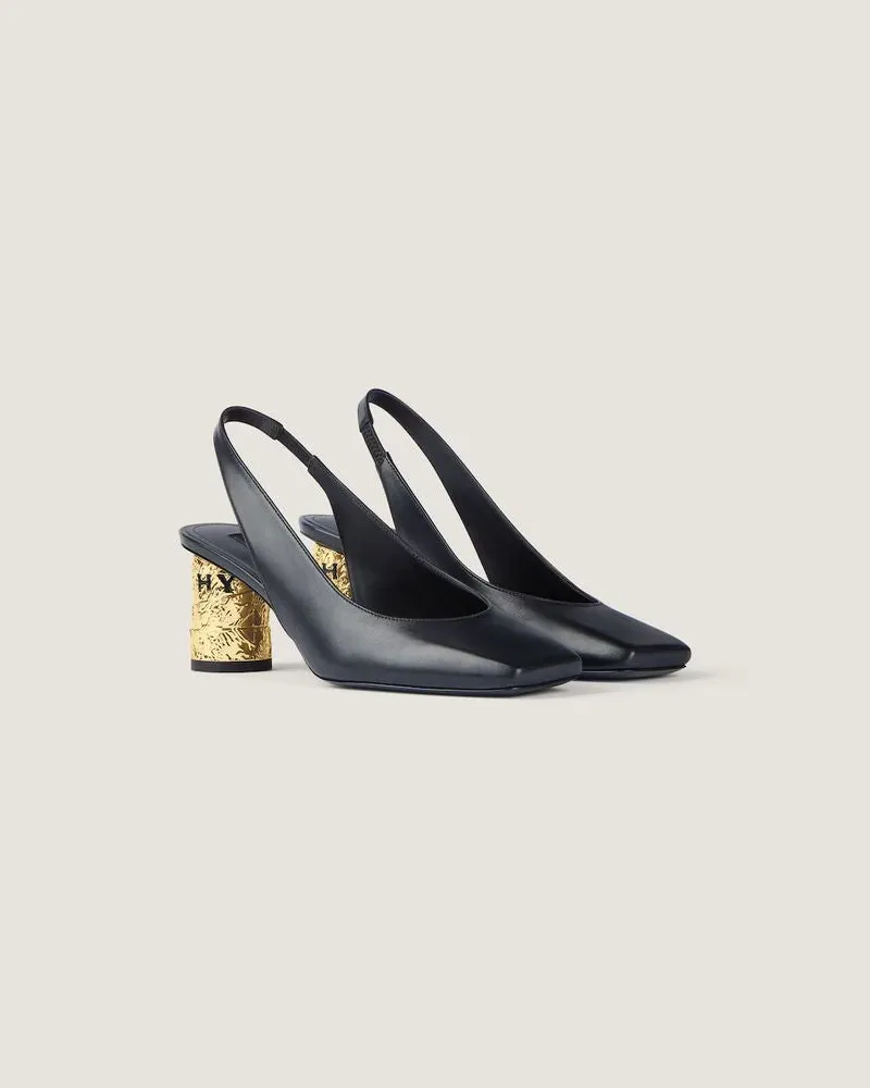 Givenchy Slingback with Gold-Foil Heel — Black Black