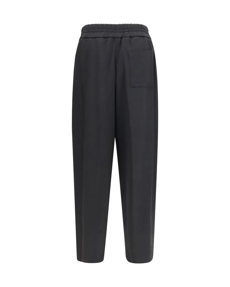 AMI Paris Fleece Wool Trousers — Black Black