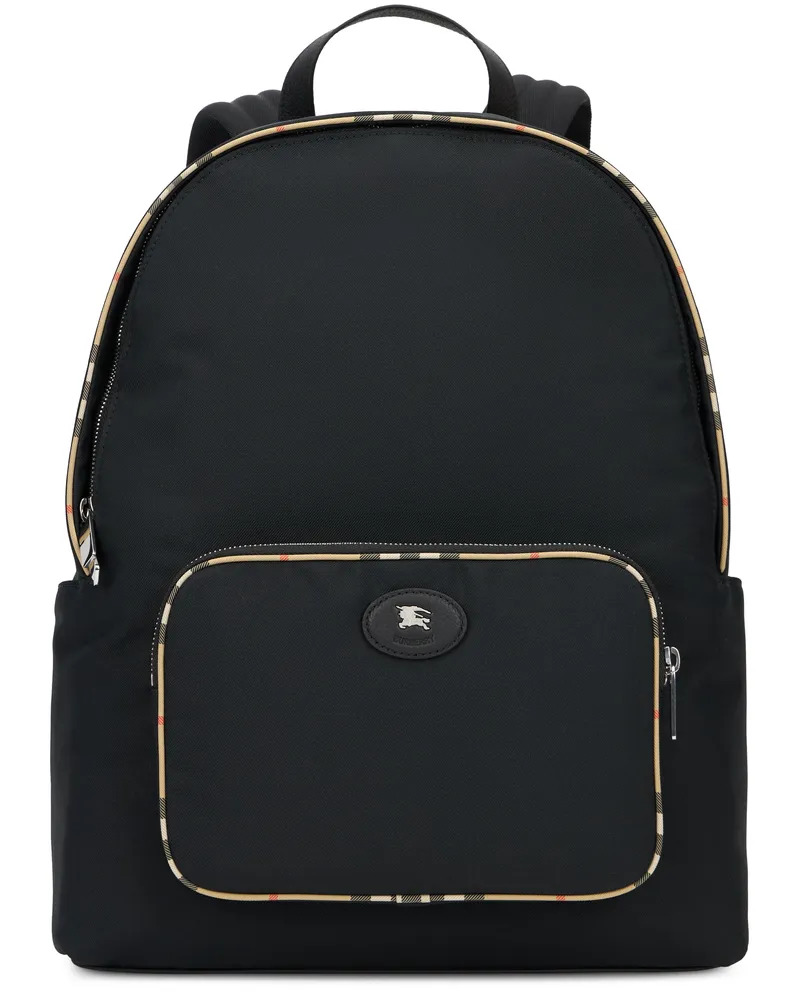 Burberry Men's Backpack With Tartan Details Black Polyester Backpacks Black