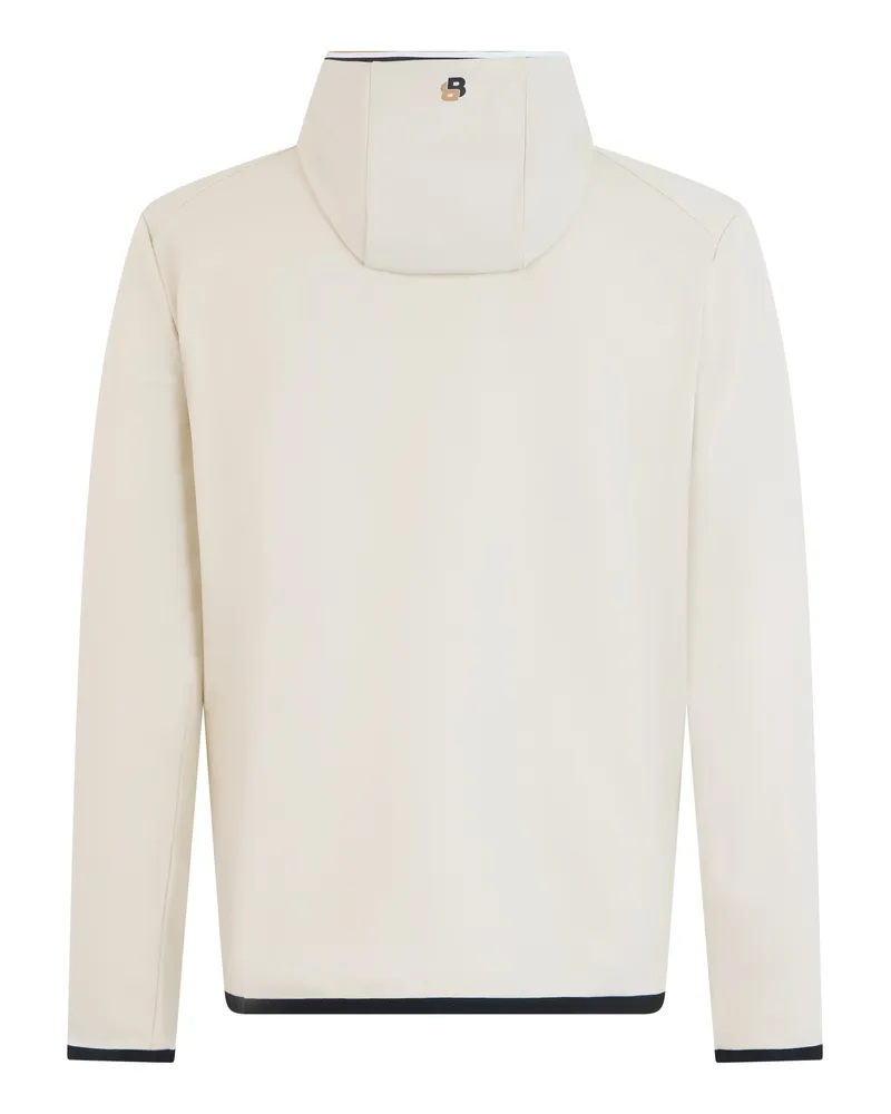 HUGO BOSS Men Zip-Up Sweatshirt White Technical Fabric Open Polyester Top White