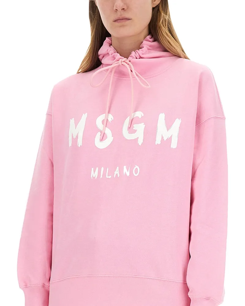 MSGM Logo Cotton Sweatshirt — Pink Pink