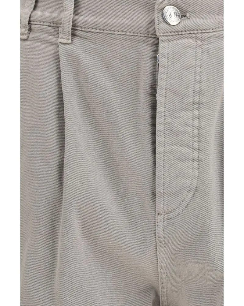 Brunello Cucinelli Men's Brown Cotton Casual Pants Beige