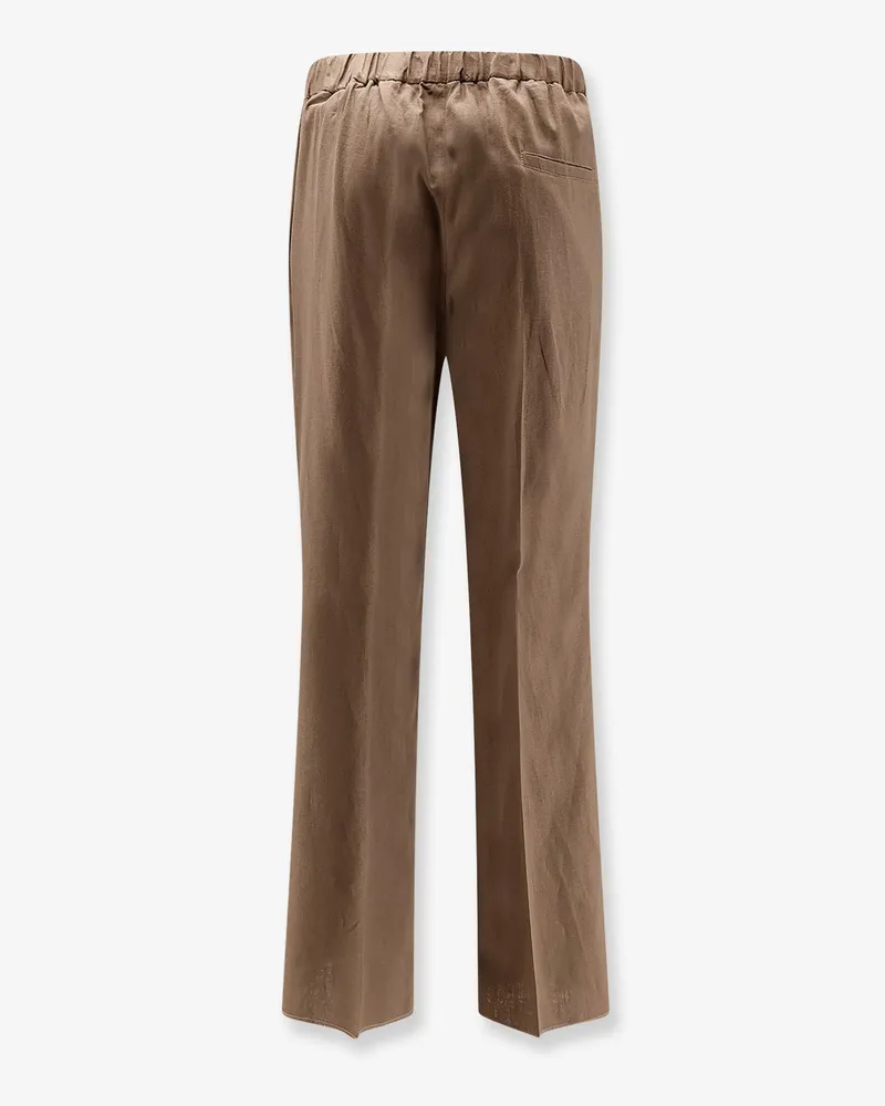 Hevò Men's Trousers Torre Chianca Brown Linen Brown