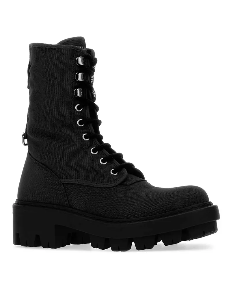 Prada Women's Black Canvas Boots Nero Stivali Black