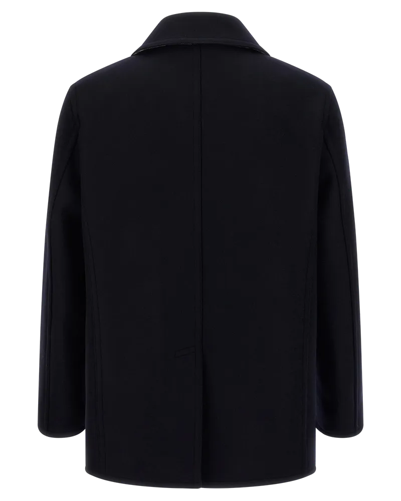 Burberry Men's Blue Wool Coat Clothing Navy